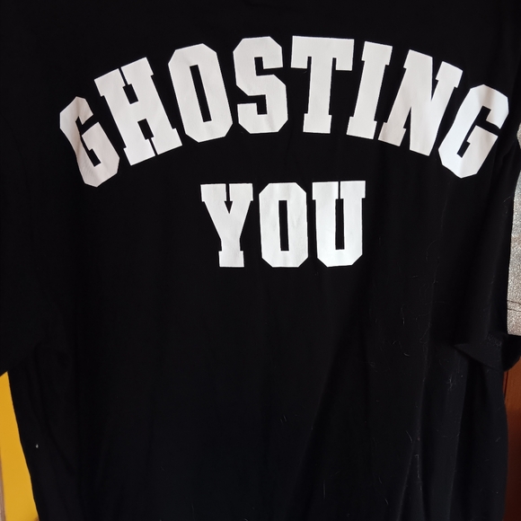 VS Pink NWOT htf "Ghosting You" bling ✨️ fun t-shirt. L - Picture 7 of 10
